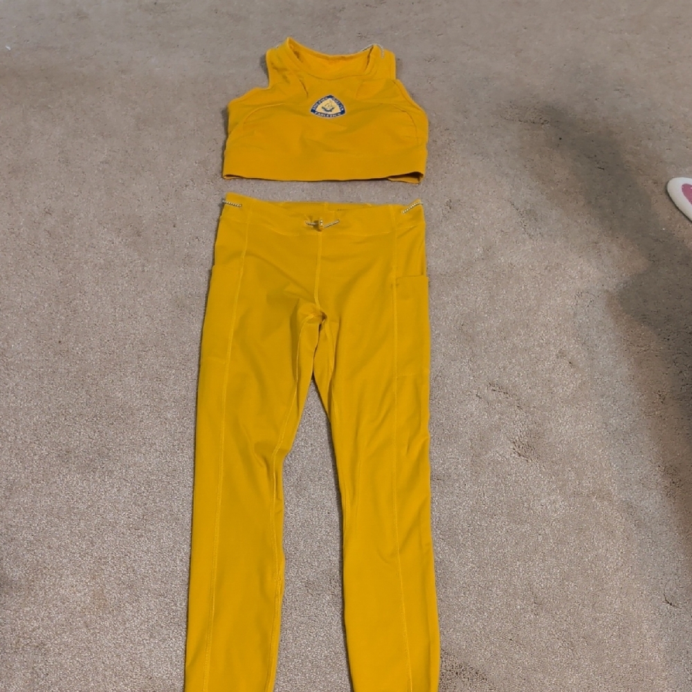 Fabletics Yellow Leggings and Sports Bra Set